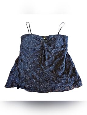 Vanity Y2k Black Metallic Tank Top Actual S/M Fairy Grunge Dark Feminine Club